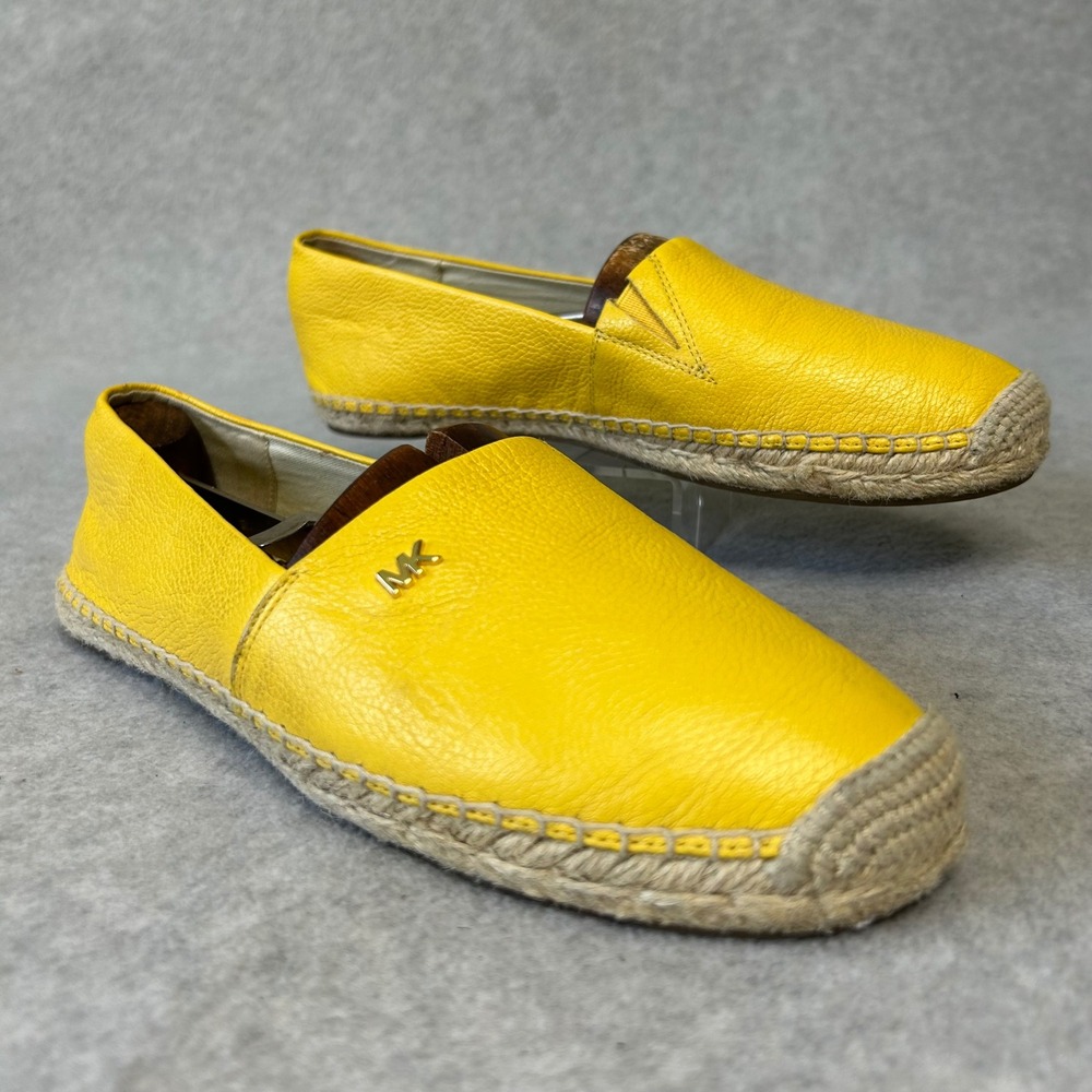 Michael Kors Women's Yellow Leather Espadrille Slip On Loafers Casual Shoes